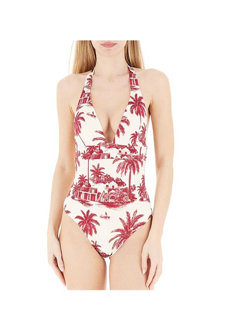 Costume donna Marlyn MC2 Saint Barth 02735H Bordeaux intero bianco all over toile de joux fascia sottoseno MC2 SAINT BARTH | Costumi | MARLYN02735H10